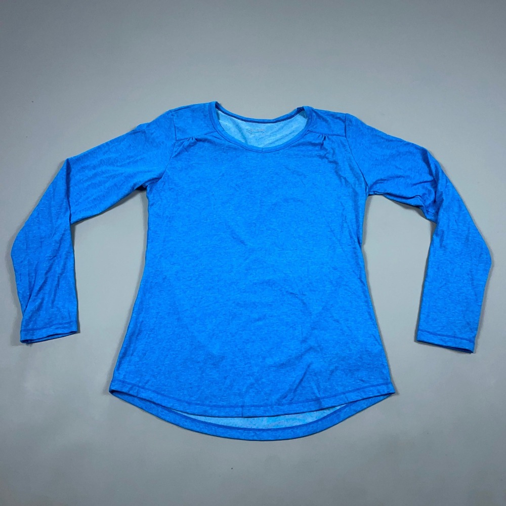 Columbia Womens Blue Heathered Long Sleeve Crew Neck Active Top Medium